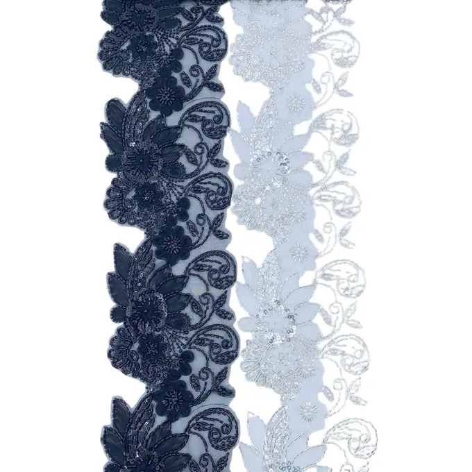 Floral scroll beaded trim · MET-1019 — product view
