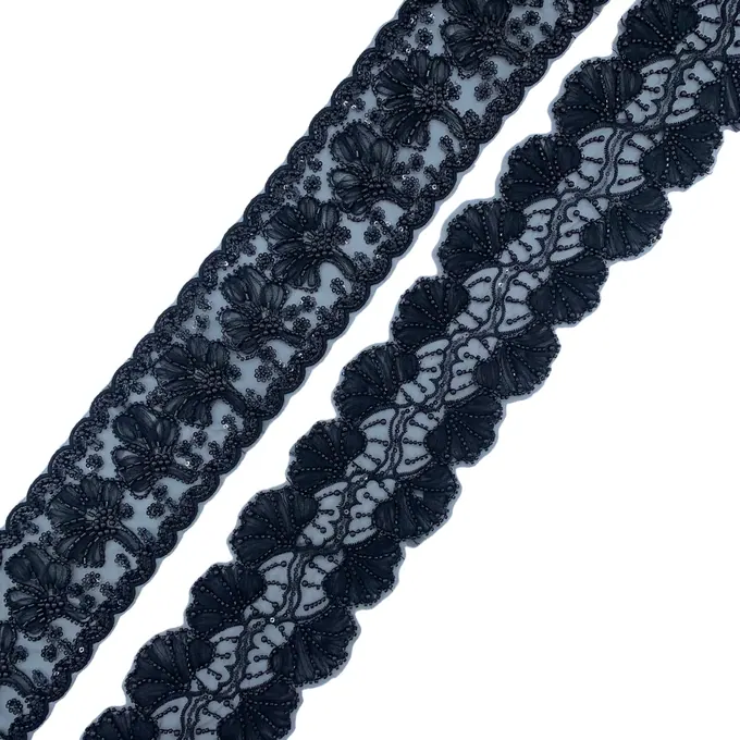 Dark floral motif trim collection · MET-1023 — product view