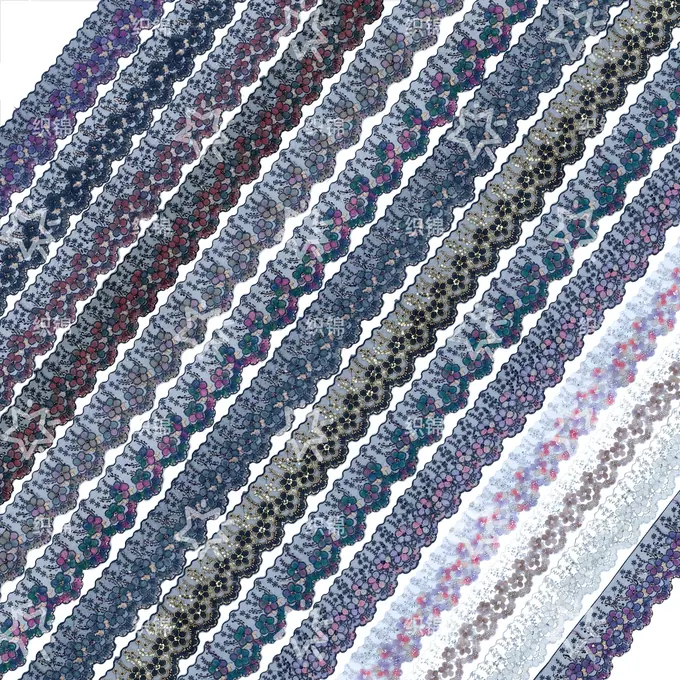 Wavy floral vine embroidered trim · MET-1024 — product view