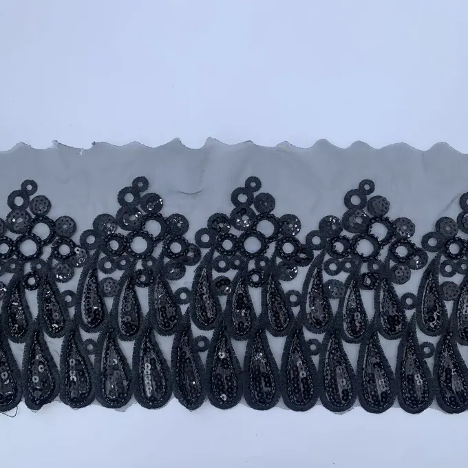 Black loop and teardrop beaded trim · MET-2004 — product view