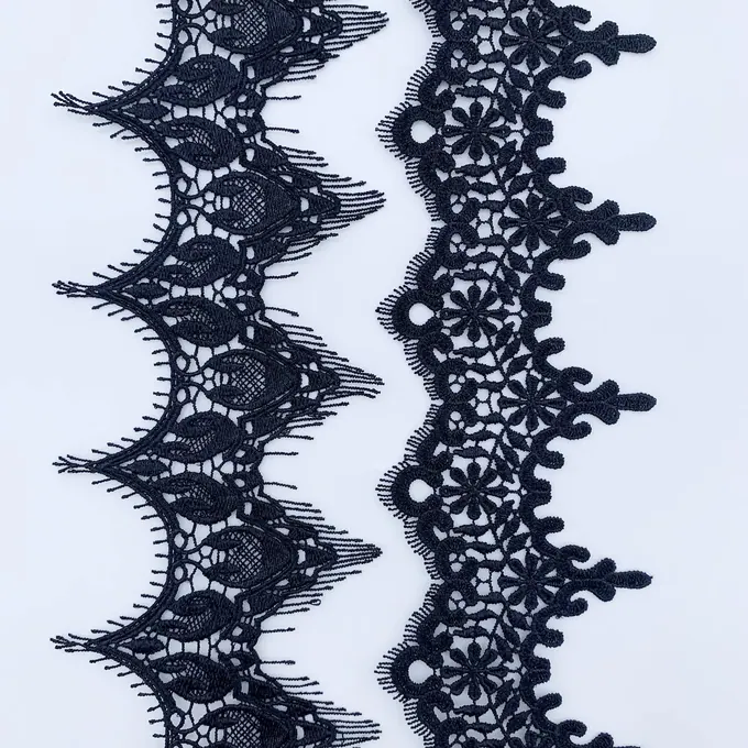 Black fan-edge lace · MET-3006 — product view