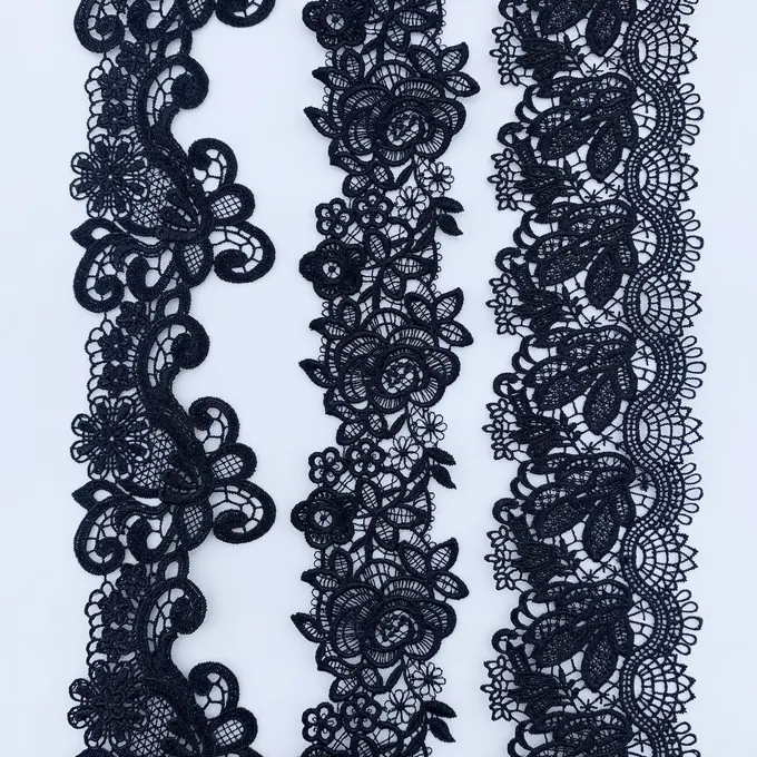 Black rounded floral lace · MET-3007 — product view