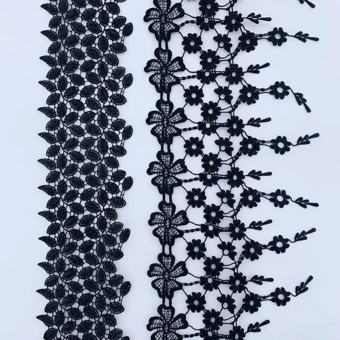 Black petal motif lace · MET-3008 — product view