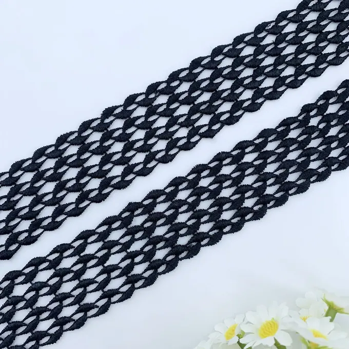 Black hexagonal openwork lace · MET-3009 — product view