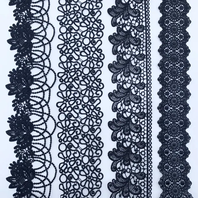 Black ornate scalloped lace · MET-3010 — product view