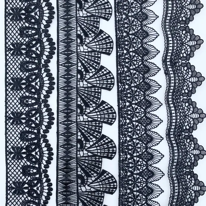 Black fan motif lace collection · MET-3011 — product view