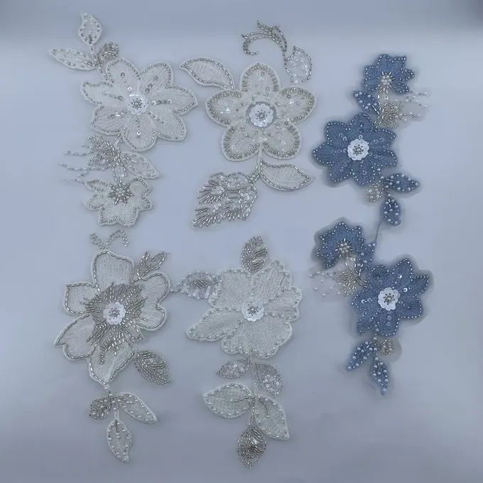 White floral branch appliqués · MET-4022 — product view