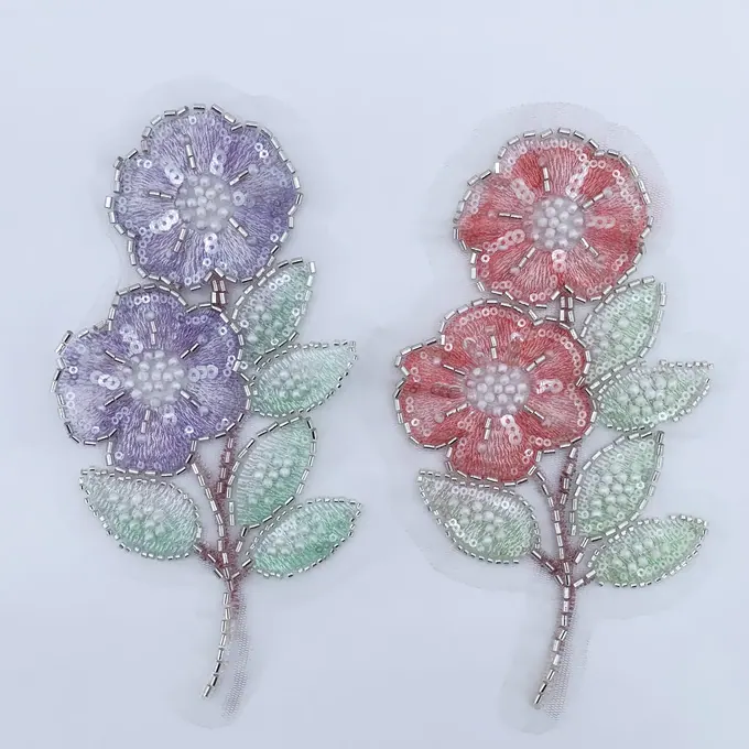 Double-bloom stem appliqué · MET-4046 — product view