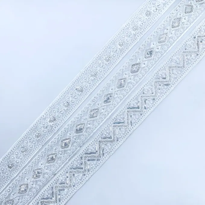 White beaded trim collection · MET-6001 — product view