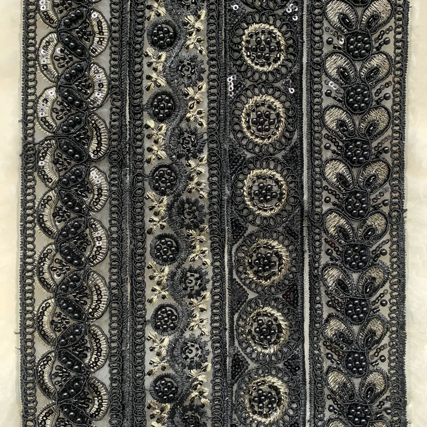 Black and gold beaded trim collection · MET-6026 — product view