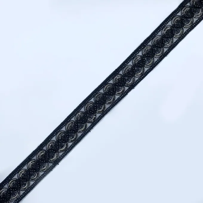 Black and gold beaded trim · MET-6027 — product view