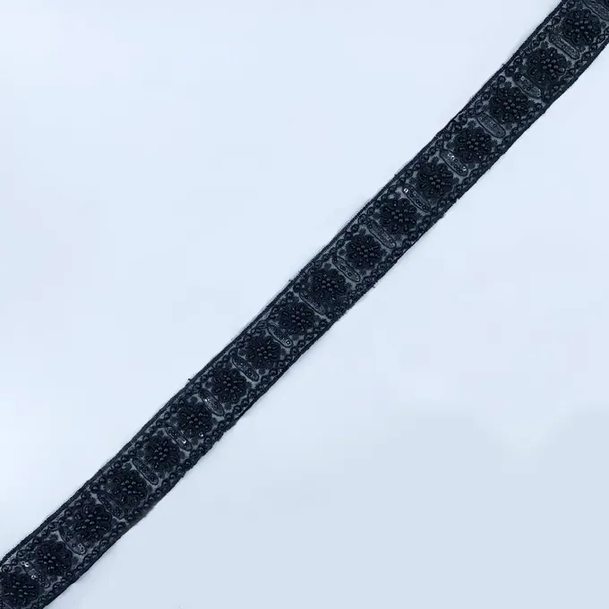 Black beaded trim · MET-6036 — product view