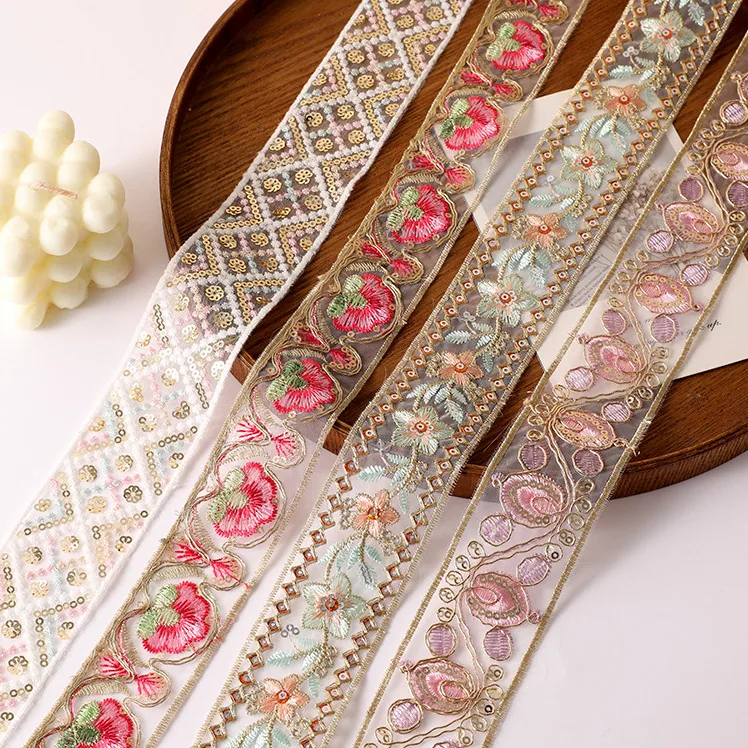 Floral embroidered trim · MET-8009 — product view