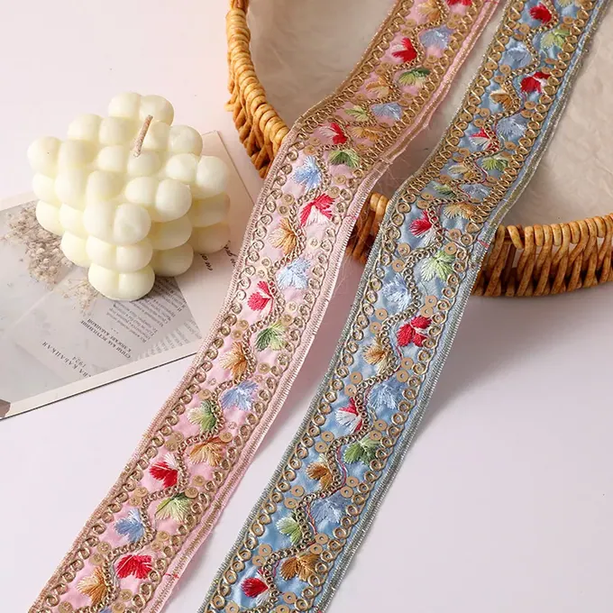 Floral embroidered trim · MET-8010 — product view
