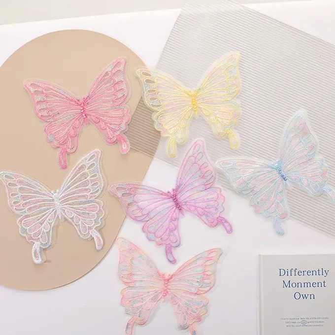 Single-layer embroidered butterfly appliqué · MET-8017 — product view