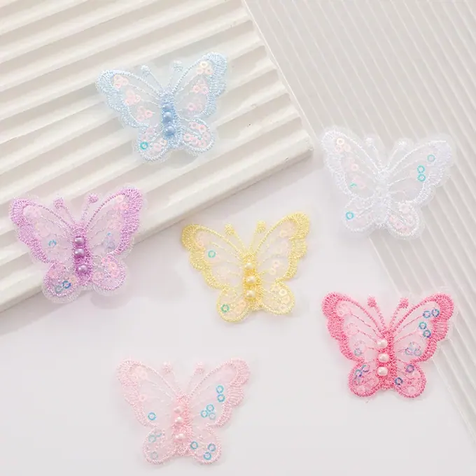 Single-layer embroidered butterfly appliqué · MET-8021 — product view
